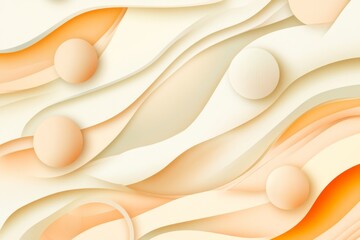 Abstract background with three-dimensional geometric shapes in pastel colors, including spheres and circles