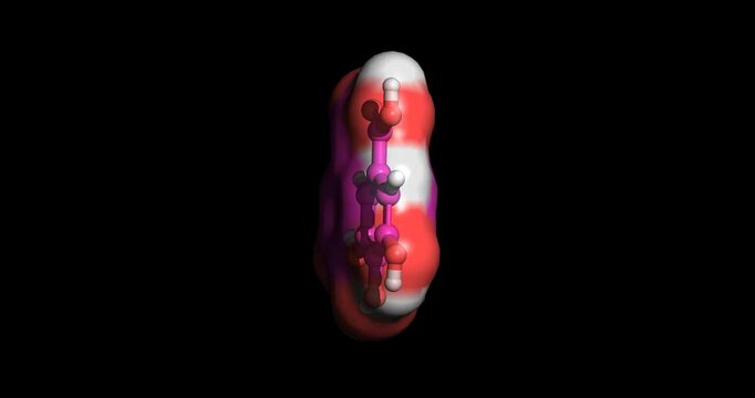  Gallic Acid - Potential Cancer, Diabetes drug, 3D Molecule, spinning 4K
