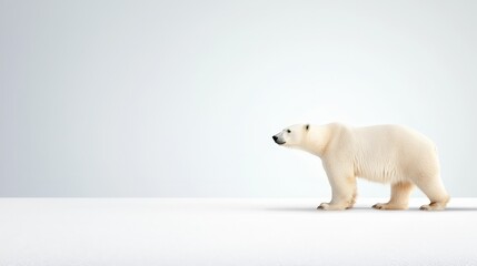 Fototapeta premium Polar Bear Walking on Minimalist Background