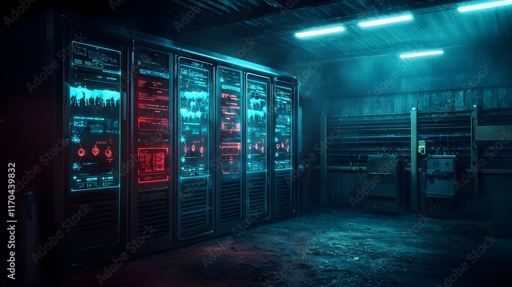 Poster revolutionizing monitoring and care a quantum enhanced smart farm system with glowing holographic da