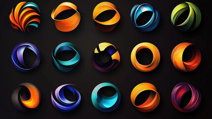 Set of color abstract symbols for design - also as emblem or template. Jpeg version also available in gallery