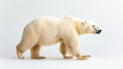 Fototapeta premium Polar Bear Walking on White Background