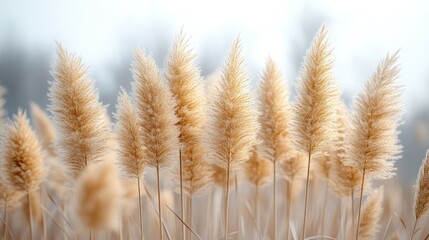Fototapeta premium Golden reeds in soft focus, nature background.