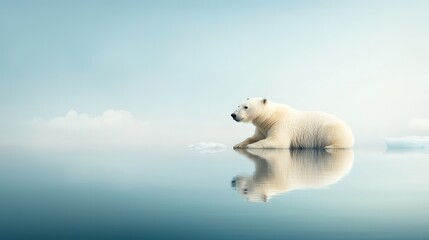 Calm Polar Bear on Serene Ice Landscape