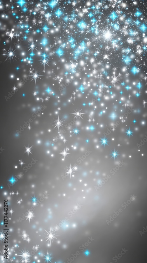 Poster soft silver and icy blue sparkles create a dreamlike atmosphere in a serene background