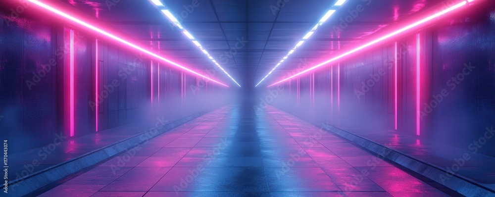 Leinwandbilder Futuristic Digital Tunnel Background for Technology Processes Neural Networks AI Data Transfer Communication Graphic Design