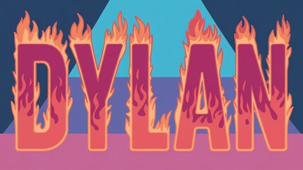 Dynamic illustration of name Dylan with flame design