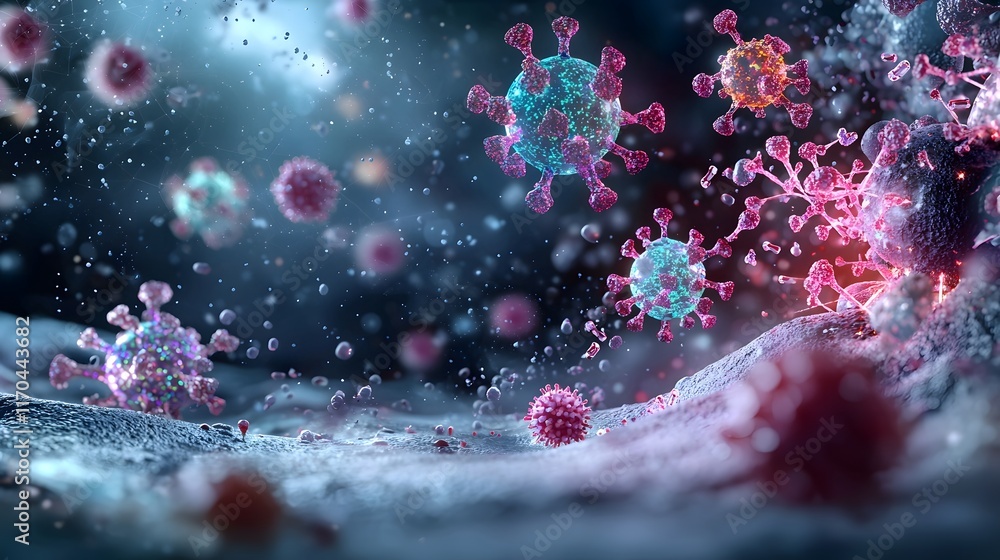 Poster futuristic quantum enhanced system modeling immune responses to vaccines with glowing holographic im