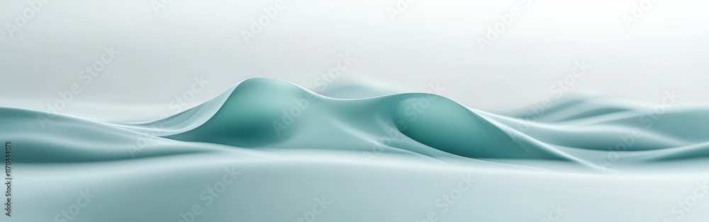 Poster mint hues create soft, flowing shapes that evoke a tranquil and serene landscape of gentle waves