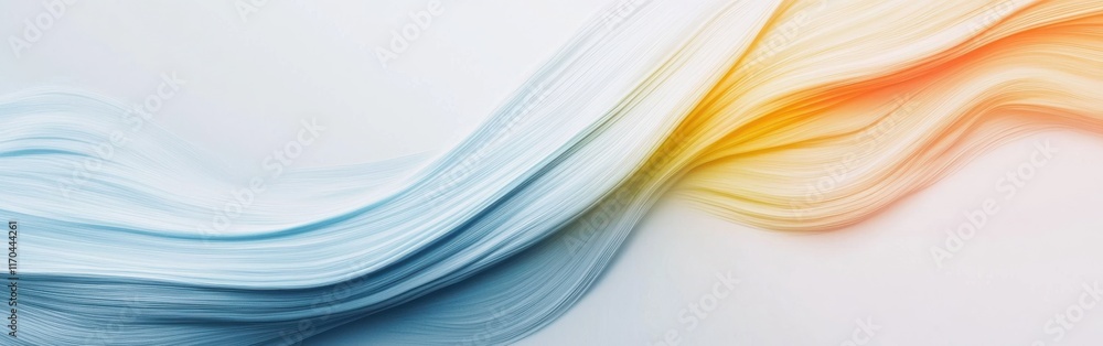 Poster colorful abstract flow of lines creates a soothing visual effect on a minimalist white background