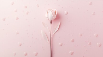 Obraz premium Single rose on light pink background