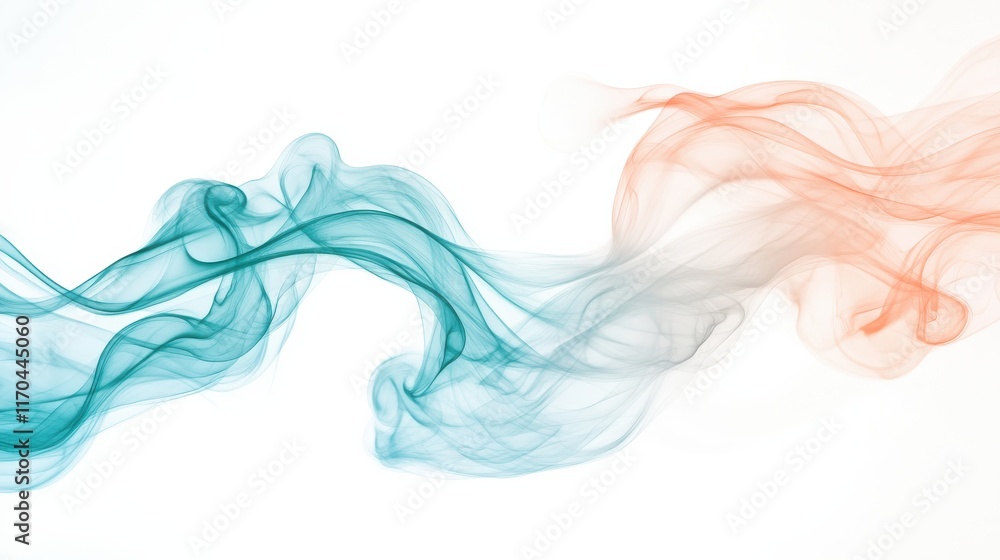Poster soft flow of peach and teal pencil strokes creating a calm and serene abstract design