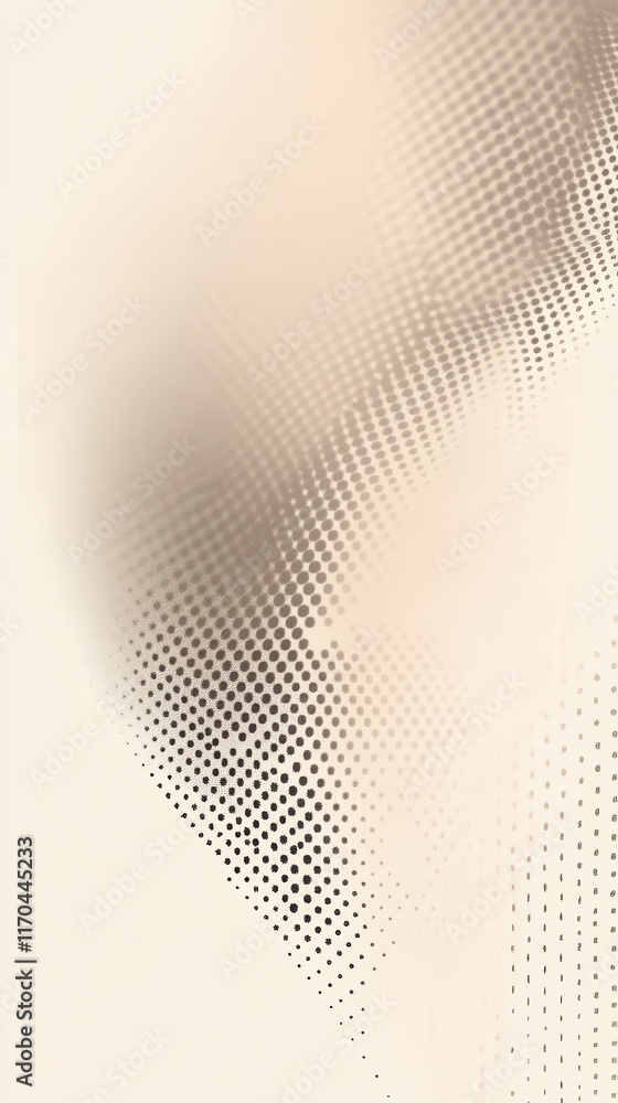 Poster halftone dots create a textured visual in soft beige tones across the surface