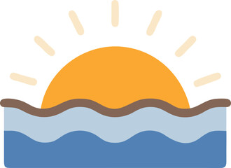 Sunset vector Sunset in Sea illustration