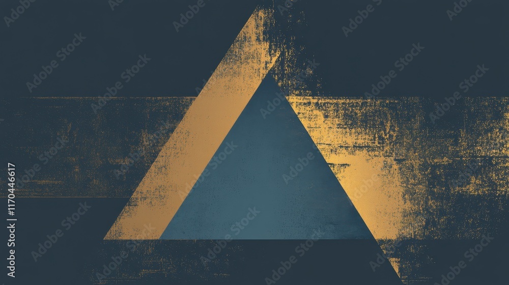 Poster Elegant minimalist design featuring a single geometric triangle in a dark and textured background with a touch of gold