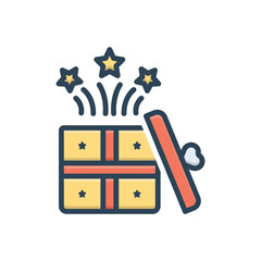 Color illustration icon for gift