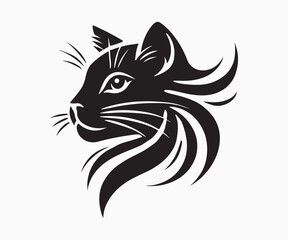 Obraz premium minimalist silhouette of a cat in black and white