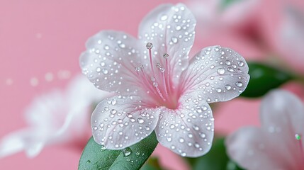 Fototapeta premium Close-up of a pink flower with water droplets.