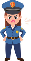 Lady Police Character Vector, Girl Police Portrait Illustration