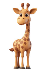Obraz premium A fun 3D cartoon giraffe character, isolate on white background. cutout png