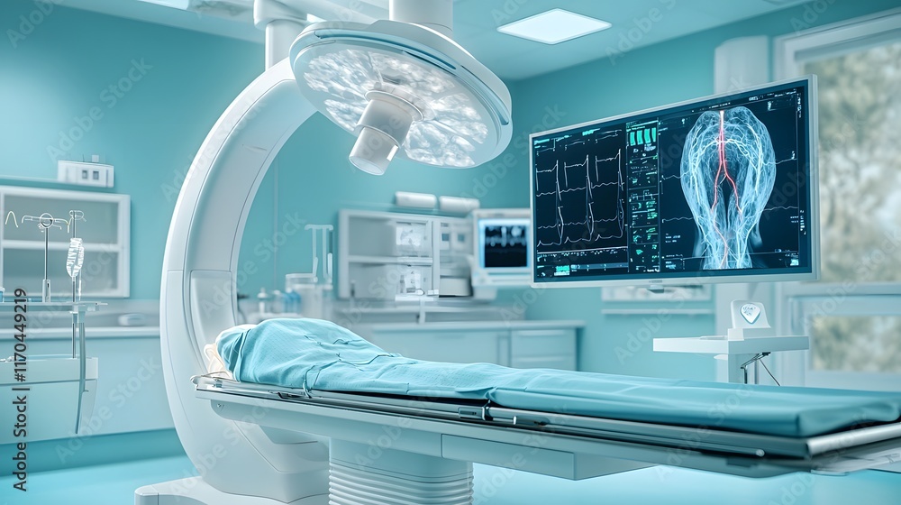 Aufkleber a high tech neurosurgical suite equipped with cutting edge quantum enhanced technology featuring rea