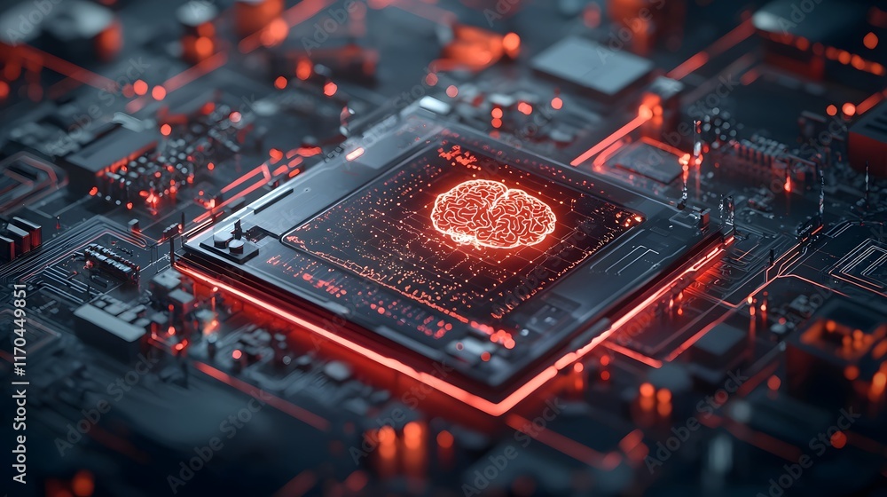 Poster quantum computing model predicting surgical outcomes for brain trauma patients with glowing holograp