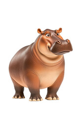Fototapeta premium A hippo standing majestically, isolate on white background, showcasing its massive size and unique features. cutout png
