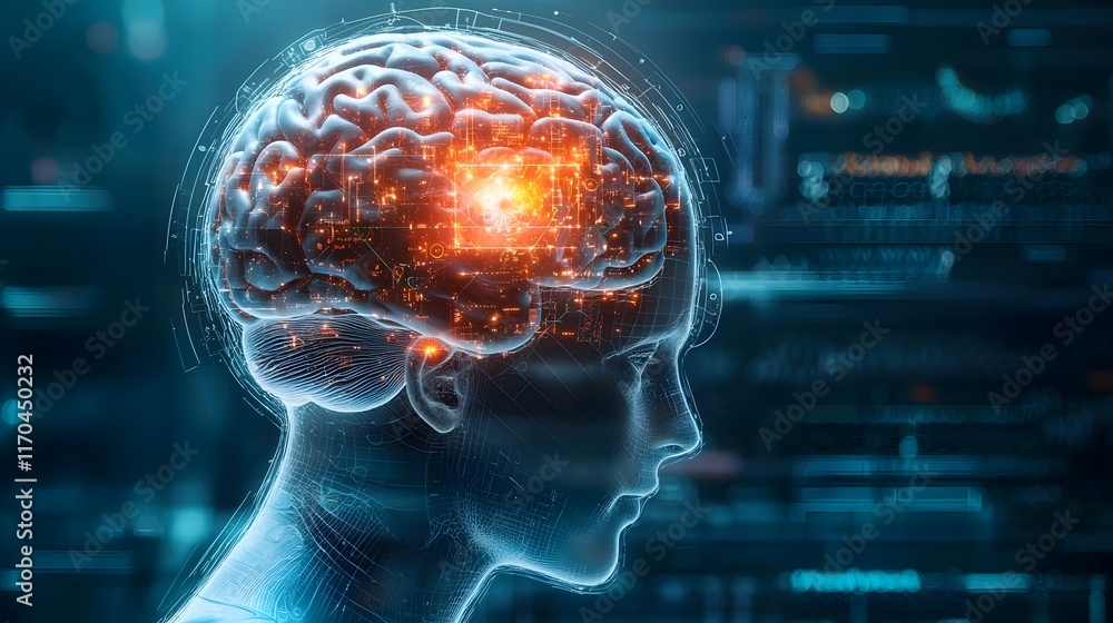 Aufkleber futuristic holographic quantum interface guiding surgeons during deep brain stimulation procedures w