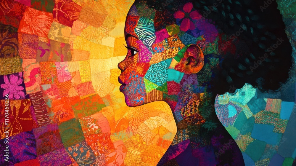 Poster vibrant visualization of a glowing child in a colorful artistic expression of cultural diversity