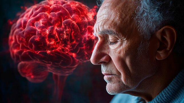 Elderly man reflecting on dementia awareness and health