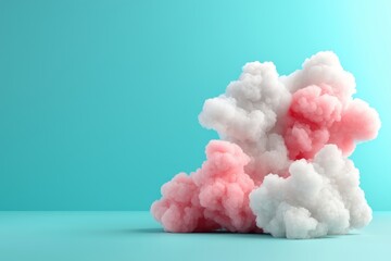 Soft Pink and White Clouds on a Aquamarine Background, Perfect for Illustrating Calmness, Creativity, and Dreamy Atmospheres in Your Visual Projects