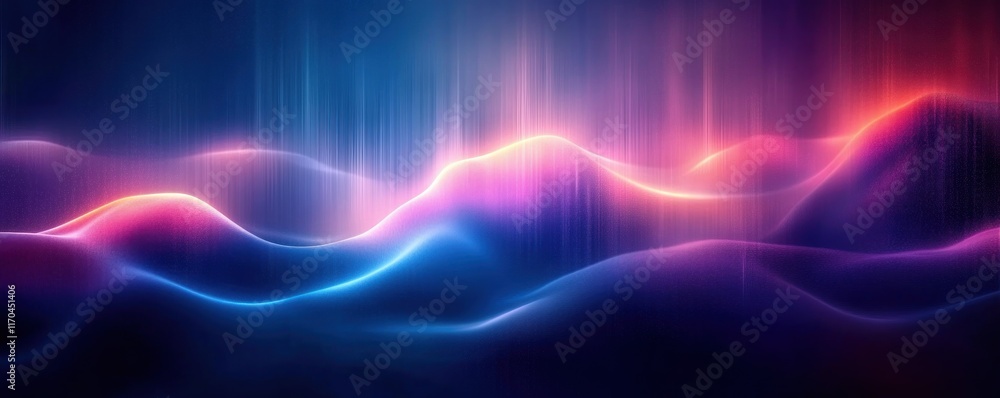 Poster futuristic abstract digital landscape background with glowing light effects and smooth forms for tec