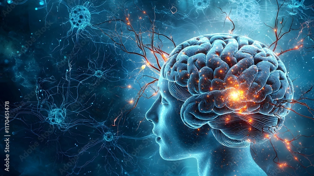 Poster quantum computing simulation of brain wave activity during a neurosurgical procedure featuring glowi
