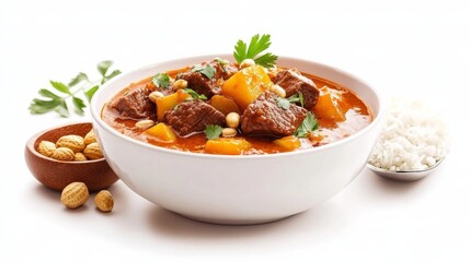Delicious Beef Peanut Stew with Rice 