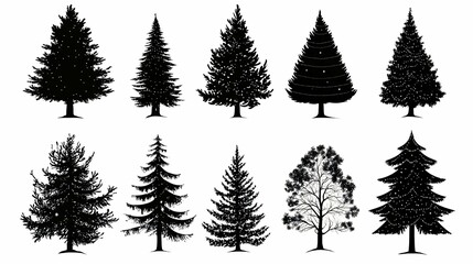 Obraz premium This Christmas tree silhouette collection features beautifully crafted designs, perfect for holiday graphics and seasonal marketing.