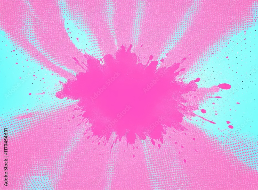 Poster dynamic explosion effect pop art background with bright colors and halftone pattern