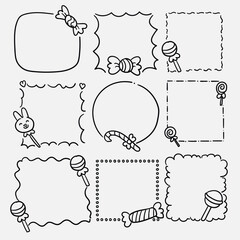 Set of cute hand drawn doodle frames. Vector illustration
