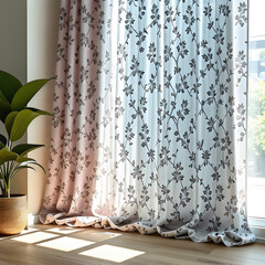 living room with curtains