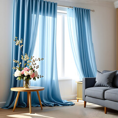 living room with curtains
