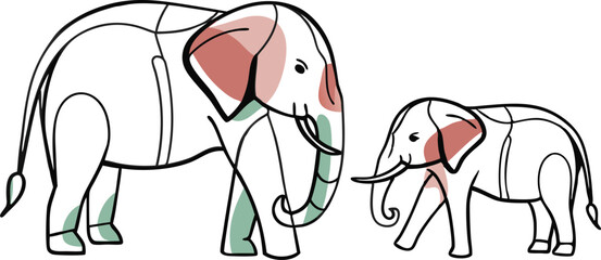 Elephant hand drawn illustrations