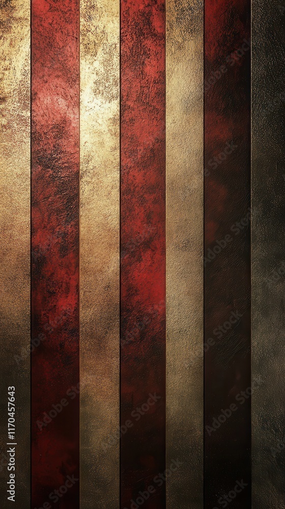 Poster luxurious striped background in bronze tones with deep red accents for elegant design themes