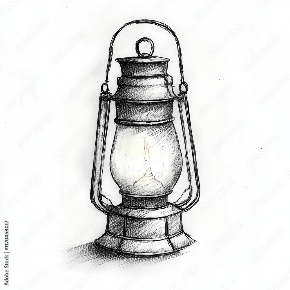 Poster softly glowing lantern sketch captures a timeless moment of warmth and nostalgia in a cozy setting