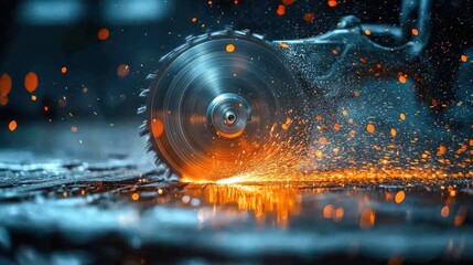 Fototapeta premium Metal cutting sparks flying.
