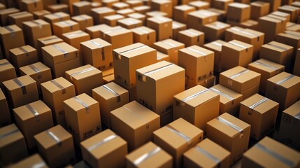Fototapeta premium Warehouse Cardboard Boxes Storage Inventory Logistics