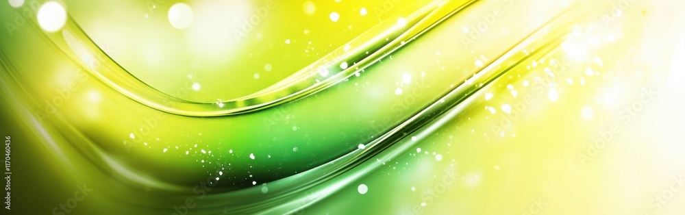 Poster vibrant lime green background with dynamic flowing lines and sparkling accents during daylight