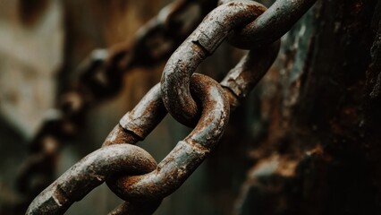 rusty broken chain links being mended, concept of strength, resilience, overcoming struggles 