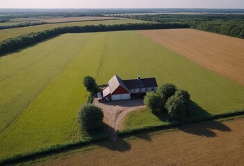 Here is an aerial view showcasing a large farm with cows and various buildings