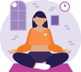 Obraz premium Doing Meditation Vector Illustration