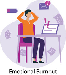 Emotional Burnout Vector Illustration