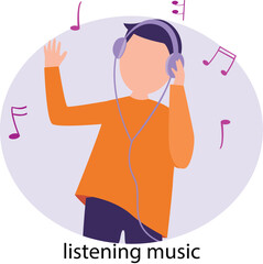 listening music Vector Illustration